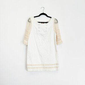 Juicy Couture Cream & Tan Babydoll Mini Dress Sz 2